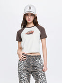 Women's Vintage Color Block Crop T-Shirts