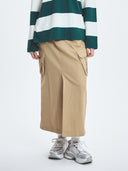 Varsity Vintage Cotton Slit Cargo Long Skirt