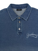 Basic Small Logo Stretched Denim Polo Shirt