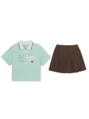 Sportive Athleisure Cursive Skirt T-shirt Set (Girl's)