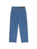 Men's Basic Small Logo Carpenter Semi Wide Denim Pants