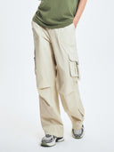 Woman Vintage Cotton Multi Cargo Semi-wide Pants
