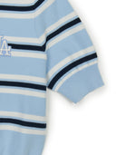 Women's Varsity Stripe Half-zip Crop Short Sleeve Knit Pullover
