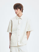 Dia Monogram Embo Patched Short Sleeve Denim Work Shirts