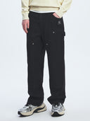 Men's Basic Small Logo Carpenter Semi Wide Denim Pants