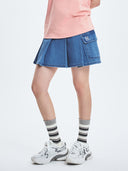 Women's Basic Pleated Cargo Denim Skirt