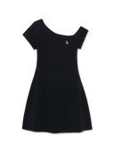 Women's Basic Off Shoulder Shirring Ribbed Dress