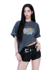 Varsity Vintage Washing Graphic Mega Over Fit T-shirt