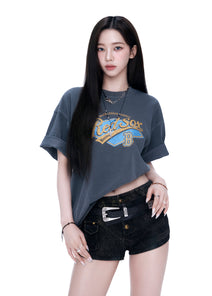 Varsity Vintage Washing Graphic Mega Over Fit T-shirt