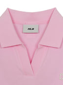 Women's Basic Slim Fit Crop Open Collar Polo T-Shirts