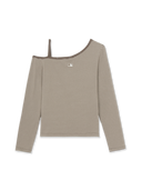 Women's Stripe Stud Point Off Shoulder Long Sleeve T-shirts