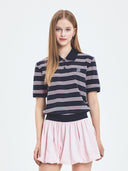 Women's Varsity Stripe Crop Polo T-shirt