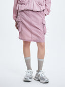 Gorpcore Glossy Nylon Puckering Cargo Midi Skirt