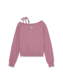 Women's Varsity Sportive Ribbon Off Shoulder Sweatshirt