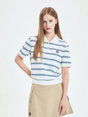 Women's Varsity Stripe Crop Polo T-shirt