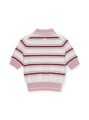 Women's Varsity Stripe Half-zip Crop Short Sleeve Knit Pullover