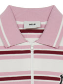 Women's Varsity Stripe Half-zip Crop Short Sleeve Knit Pullover