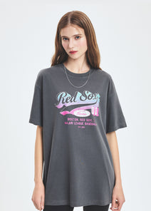 Women's Varsity Washing Vintage Over Fit T-shirt