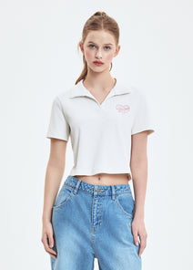 Women's Heart Slim Crop Polo T-shirt