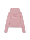 Women's Varsity Lettering Lace Ribbed Hood Zip Up