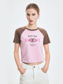 Women's Varsity Washing Vintage Raglan Crop T-shirt