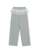 Women's Basic Lace Ruffle Semi Wide Pants