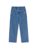 Men's Basic Small Logo Carpenter Semi Wide Denim Pants