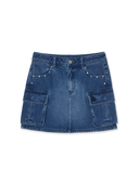 Women's Basic Small Logo Studded Denim Skirt