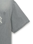 Basic Small Logo Summer Tencel Short Sleeve Denim Shirt