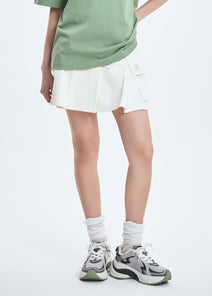 Women's Basic Pleated Cargo Denim Skirt