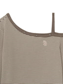 Women's Stripe Stud Point Off Shoulder Long Sleeve T-shirts
