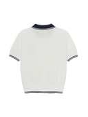 Women's Varsity Color Block Polo Short Sleeve Knit Pullover