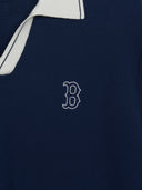 Varsity Tuck Texture Open Collar Short Sleeve Knit Pullover
