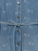 Women's Classic Random Monogram Jacquard Short Sleeve Denim Dress