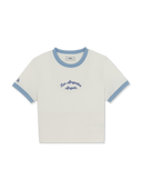 Women's Sportive Lettering Slim Crop Ringer T-shirts