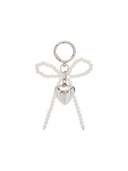 Pearl Ribbon Heart Charm Keyring