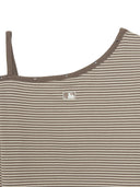 Women's Stripe Stud Point Off Shoulder Long Sleeve T-shirts