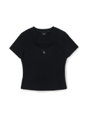Women's Cut Out Detail Slim Semi Crop T-Shirts