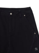 Peach Twill Cotton Incision Curve Wide Pants