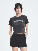 Women's Denimlike Lettering Big Lux Crop T-shirt