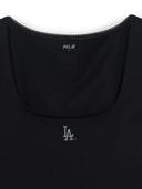 Women's Basic Lace Square Neck Slim Semi Crop T-shirts