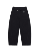 Peach Twill Cotton Incision Curve Wide Pants