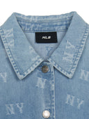 Women's Classic Random Monogram Jacquard Short Sleeve Denim Dress