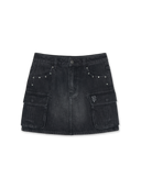 Women's Basic Small Logo Studded Denim Skirt
