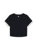 Women's Sportive Cursive Ringer Crop T-shirts