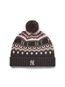 NORDIC PATTERN POMPOM BEANIE