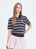 Women's Varsity Stripe Crop Polo T-shirt