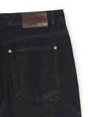 Men's Basic Small Logo Carpenter Semi Wide Denim Pants