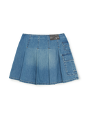 Women's Varsity Vintage Denim Cargo Pleated Skirt