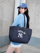 Vintage Lettering Denim Shopper Bag